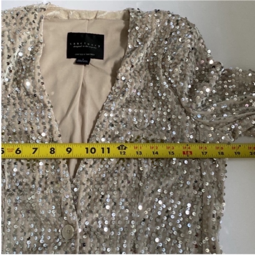 Sanctuary Blazer Charmed Sequin Jacket Gold size Small - Picture 7 of 12